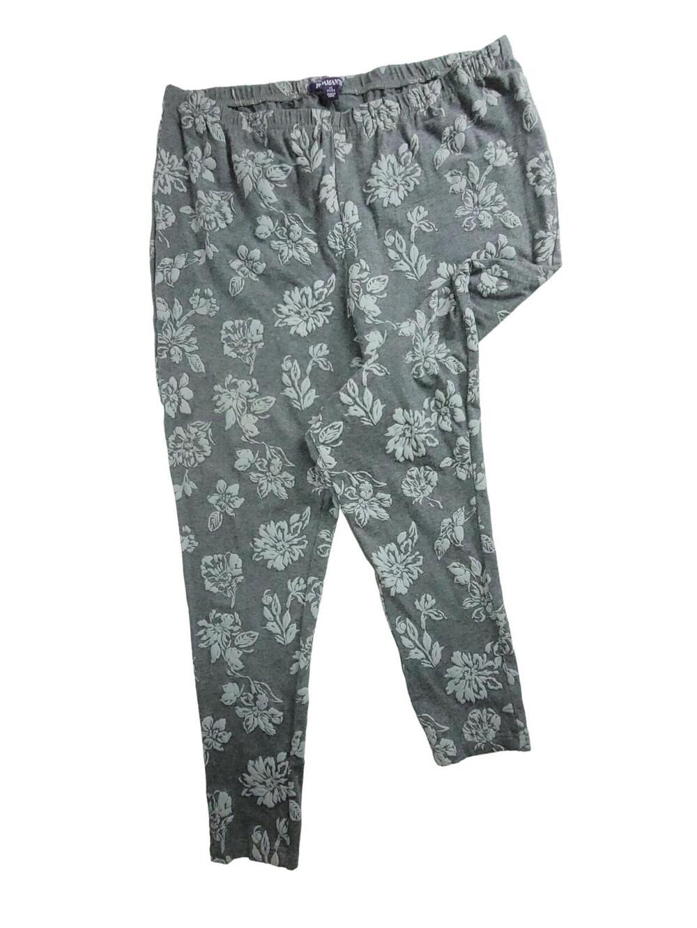 Roaman's Leggings Gray Floral Size 1X 22/24